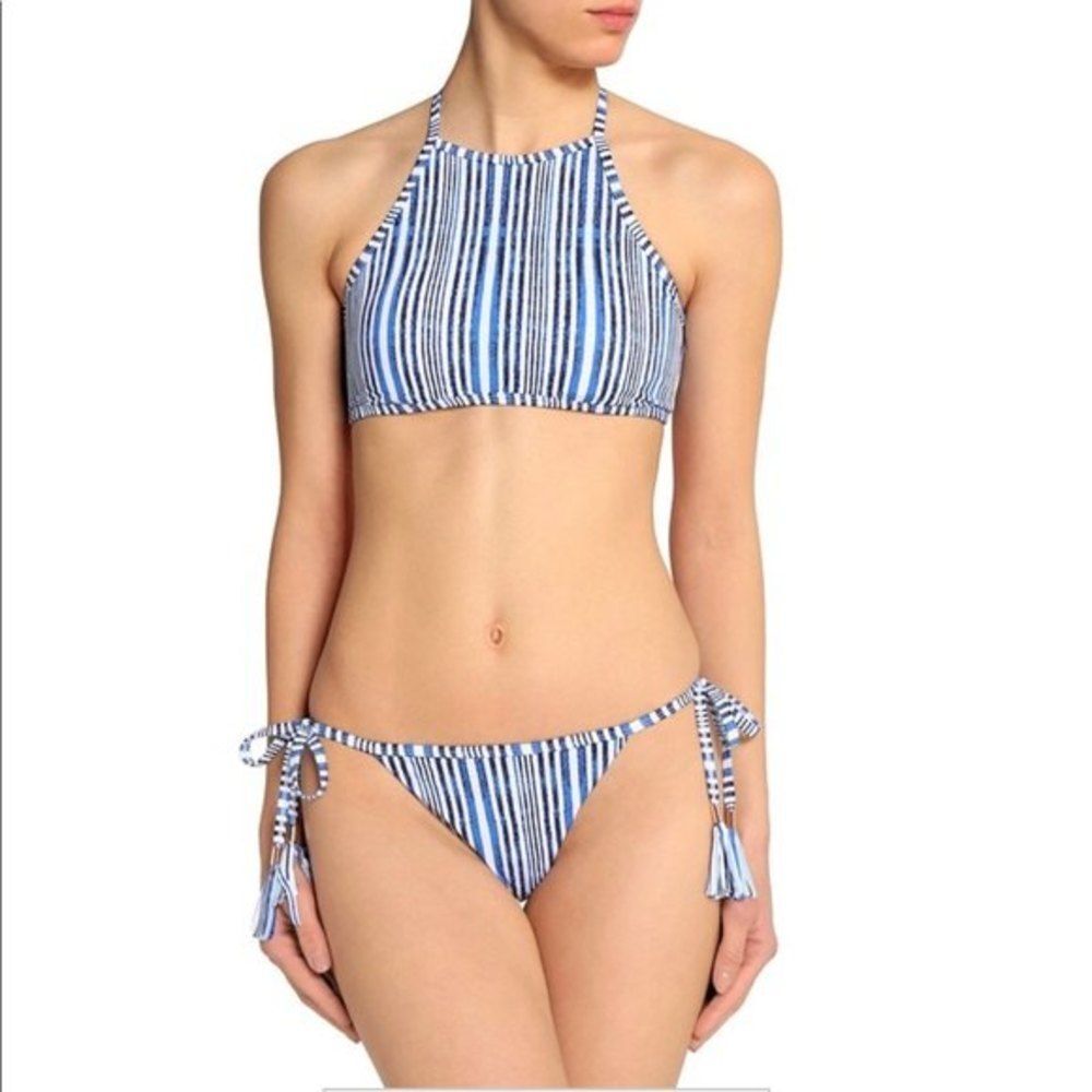 Tart collections Womens Size Large Quinn Striped Halter Neck 2PIECE